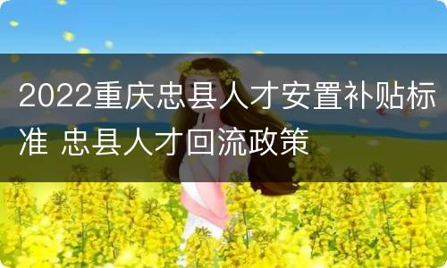 2022重庆忠县人才安置补贴标准 忠县人才回流政策
