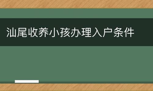 汕尾收养小孩办理入户条件