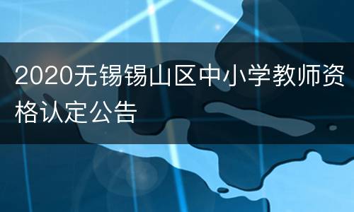 2020无锡锡山区中小学教师资格认定公告