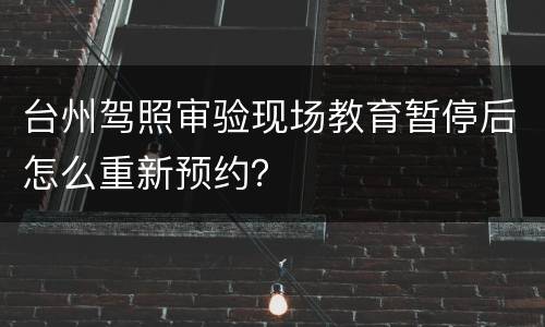 台州驾照审验现场教育暂停后怎么重新预约？