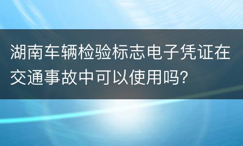 湖南车辆检验标志电子凭证在交通事故中可以使用吗？