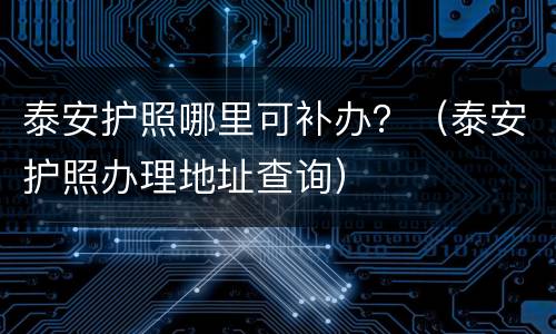 泰安护照哪里可补办？（泰安护照办理地址查询）