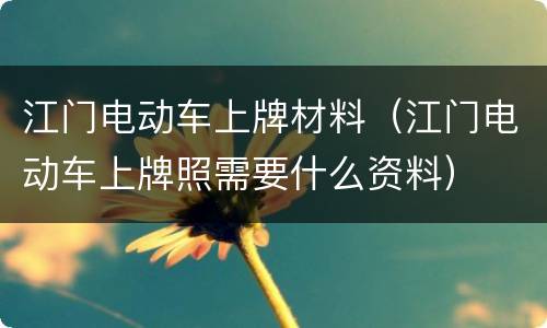 江门电动车上牌材料（江门电动车上牌照需要什么资料）
