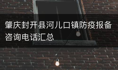 肇庆封开县河儿口镇防疫报备咨询电话汇总