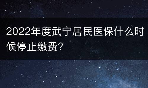 2022年度武宁居民医保什么时候停止缴费?