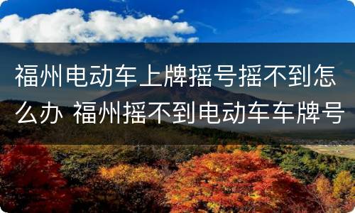 福州电动车上牌摇号摇不到怎么办 福州摇不到电动车车牌号