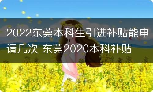 2022东莞本科生引进补贴能申请几次 东莞2020本科补贴