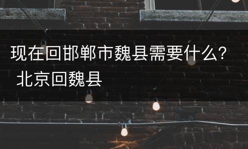 现在回邯郸市魏县需要什么？ 北京回魏县