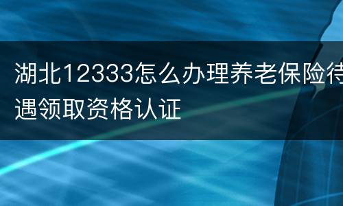 湖北12333怎么办理养老保险待遇领取资格认证