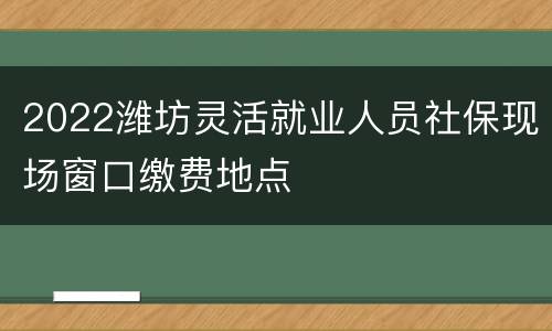 2022潍坊灵活就业人员社保现场窗口缴费地点