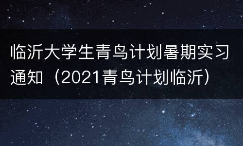 临沂大学生青鸟计划暑期实习通知（2021青鸟计划临沂）