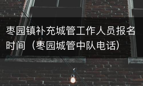 枣园镇补充城管工作人员报名时间（枣园城管中队电话）