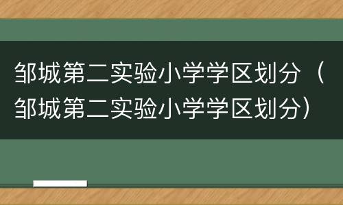 邹城第二实验小学学区划分（邹城第二实验小学学区划分）