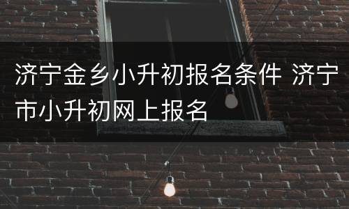 济宁金乡小升初报名条件 济宁市小升初网上报名