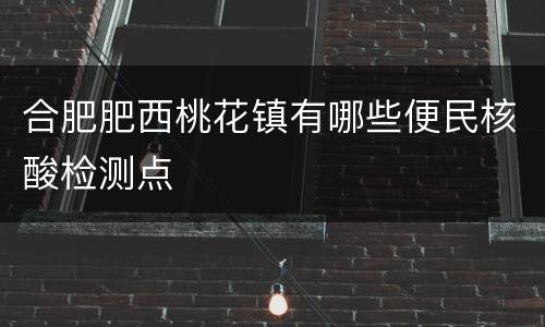 合肥肥西桃花镇有哪些便民核酸检测点