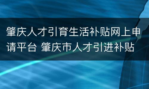 肇庆人才引育生活补贴网上申请平台 肇庆市人才引进补贴