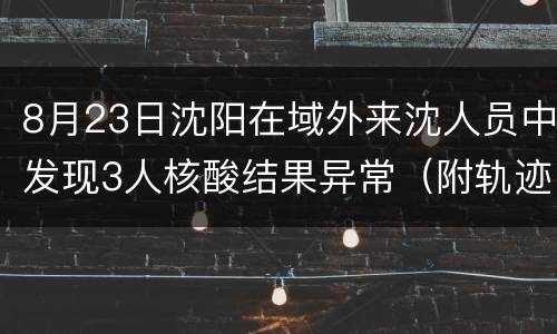 8月23日沈阳在域外来沈人员中发现3人核酸结果异常（附轨迹）