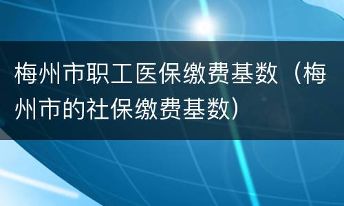 梅州市职工医保缴费基数（梅州市的社保缴费基数）