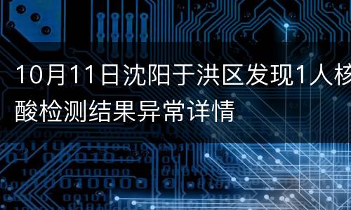 10月11日沈阳于洪区发现1人核酸检测结果异常详情