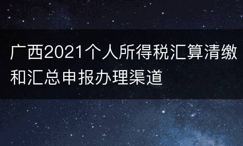 广西2021个人所得税汇算清缴和汇总申报办理渠道