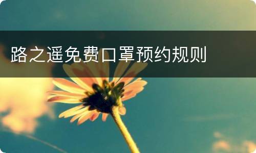 路之遥免费口罩预约规则