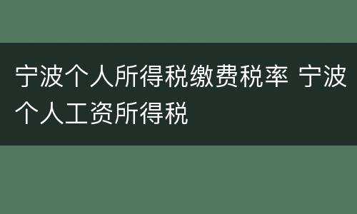 宁波个人所得税缴费税率 宁波个人工资所得税