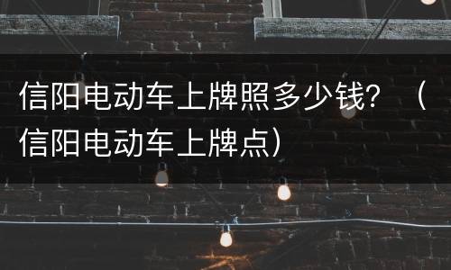信阳电动车上牌照多少钱？（信阳电动车上牌点）