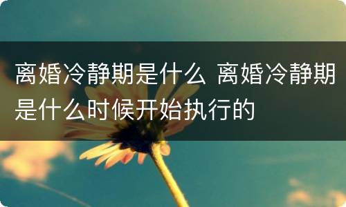 离婚冷静期是什么 离婚冷静期是什么时候开始执行的