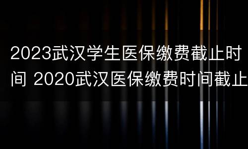 2023武汉学生医保缴费截止时间 2020武汉医保缴费时间截止日期