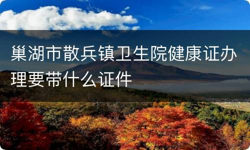 巢湖市散兵镇卫生院健康证办理要带什么证件