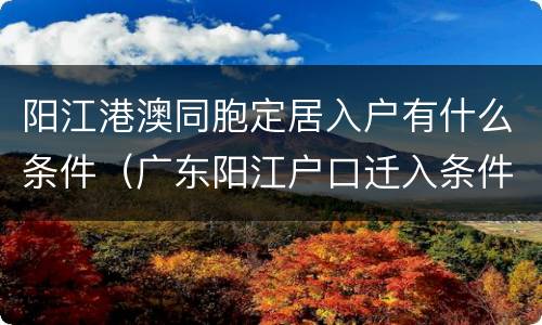 阳江港澳同胞定居入户有什么条件（广东阳江户口迁入条件）