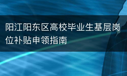 阳江阳东区高校毕业生基层岗位补贴申领指南
