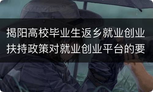 揭阳高校毕业生返乡就业创业扶持政策对就业创业平台的要求