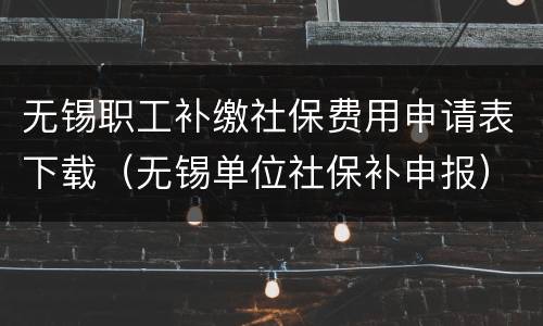 无锡职工补缴社保费用申请表下载（无锡单位社保补申报）