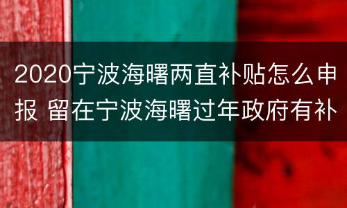 2020宁波海曙两直补贴怎么申报 留在宁波海曙过年政府有补助吗