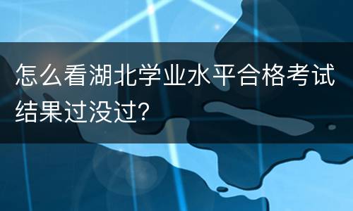 怎么看湖北学业水平合格考试结果过没过？