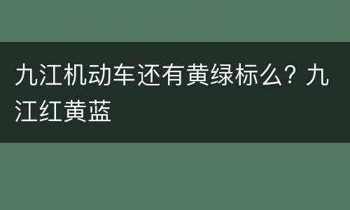 九江机动车还有黄绿标么? 九江红黄蓝