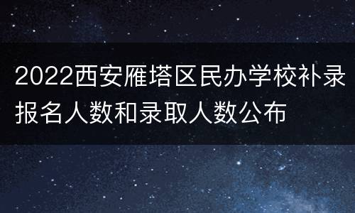 2022西安雁塔区民办学校补录报名人数和录取人数公布