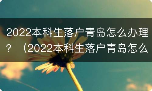 2022本科生落户青岛怎么办理？（2022本科生落户青岛怎么办理啊）
