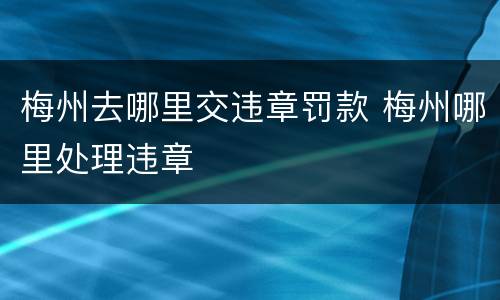 梅州去哪里交违章罚款 梅州哪里处理违章