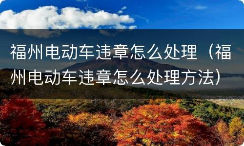福州电动车违章怎么处理（福州电动车违章怎么处理方法）