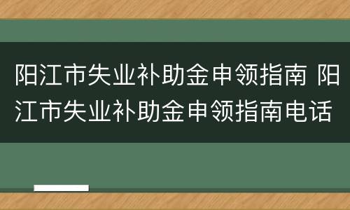 阳江市失业补助金申领指南 阳江市失业补助金申领指南电话