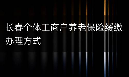长春个体工商户养老保险缓缴办理方式