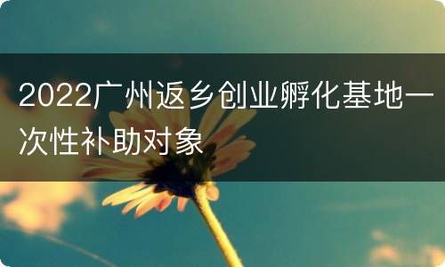2022广州返乡创业孵化基地一次性补助对象