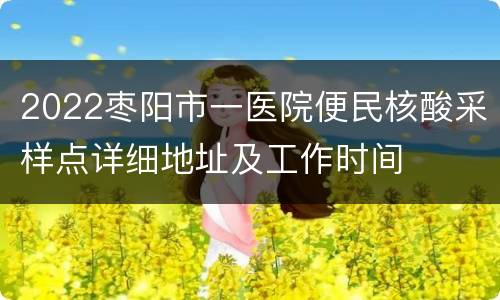 2022枣阳市一医院便民核酸采样点详细地址及工作时间