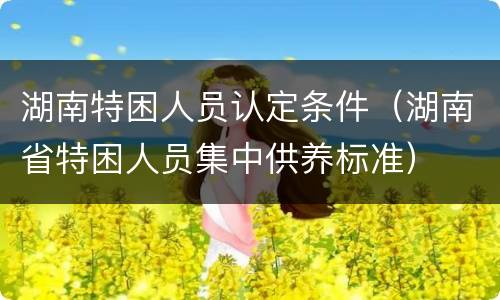 湖南特困人员认定条件（湖南省特困人员集中供养标准）