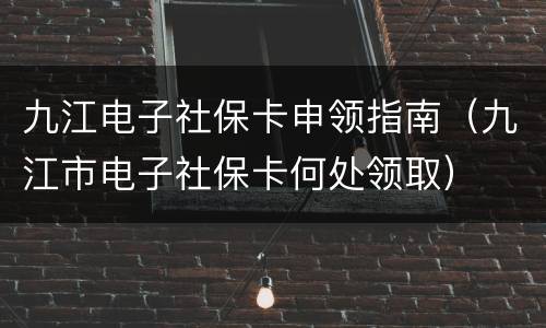 九江电子社保卡申领指南（九江市电子社保卡何处领取）