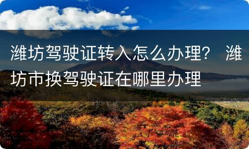 潍坊驾驶证转入怎么办理？ 潍坊市换驾驶证在哪里办理