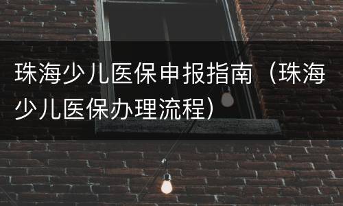 珠海少儿医保申报指南（珠海少儿医保办理流程）