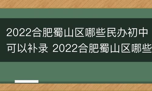 2022合肥蜀山区哪些民办初中可以补录 2022合肥蜀山区哪些民办初中可以补录的